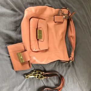 Leather coach purse with matching wallet